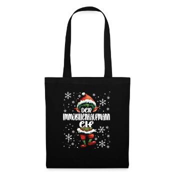 Weihnachtsoutfit Immobilienkaufmann Elf - Stoffbeutel - Schwarz - Vorne
