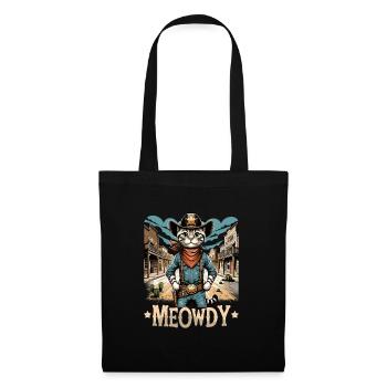 Meowdy Country Cowboy Vintage Western Cat - Stoffbeutel - Schwarz - Vorne