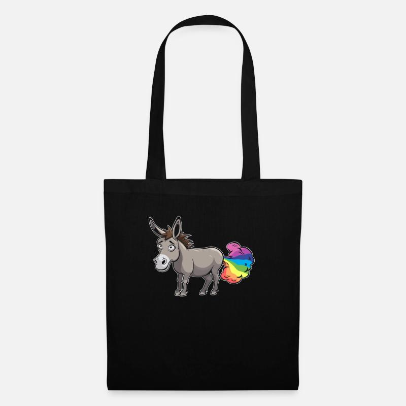 Muli Esel Lustig Regenbogenfurz - Stoffbeutel - Schwarz