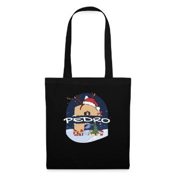 Impressionnant nom de Pedro w chapeau de père Noël dans le thème de Noël - Sac en tissu - noir - Devant