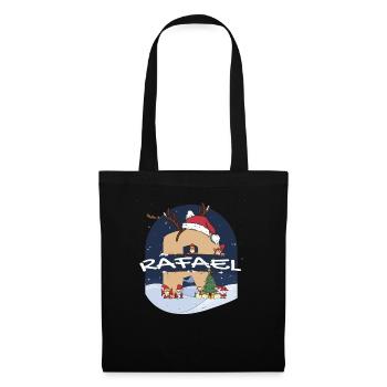 Impressionnant nom de Rafael w chapeau de père Noël dans le thème de Noël - Sac en tissu - noir - Devant