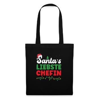 Chefin Weihnachtsgeschenk Mama Weihnachten Santa - Stoffbeutel - Schwarz - Vorne