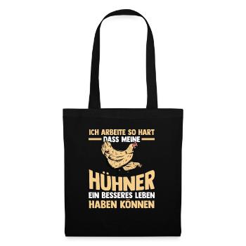 Huhn Hühnerstall Bauernhof Bauer Landwirt Hühner - Stoffbeutel - Schwarz - Vorne
