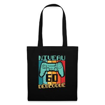 Niveau 60 débloqué Cadeau 60 ans Anniversaire - Sac en tissu - noir - Devant