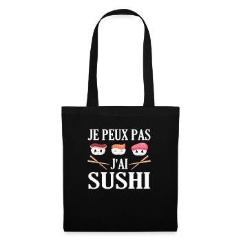 Je peux pas J'ai Sushi humour cadeau - Sac en tissu - noir - Devant