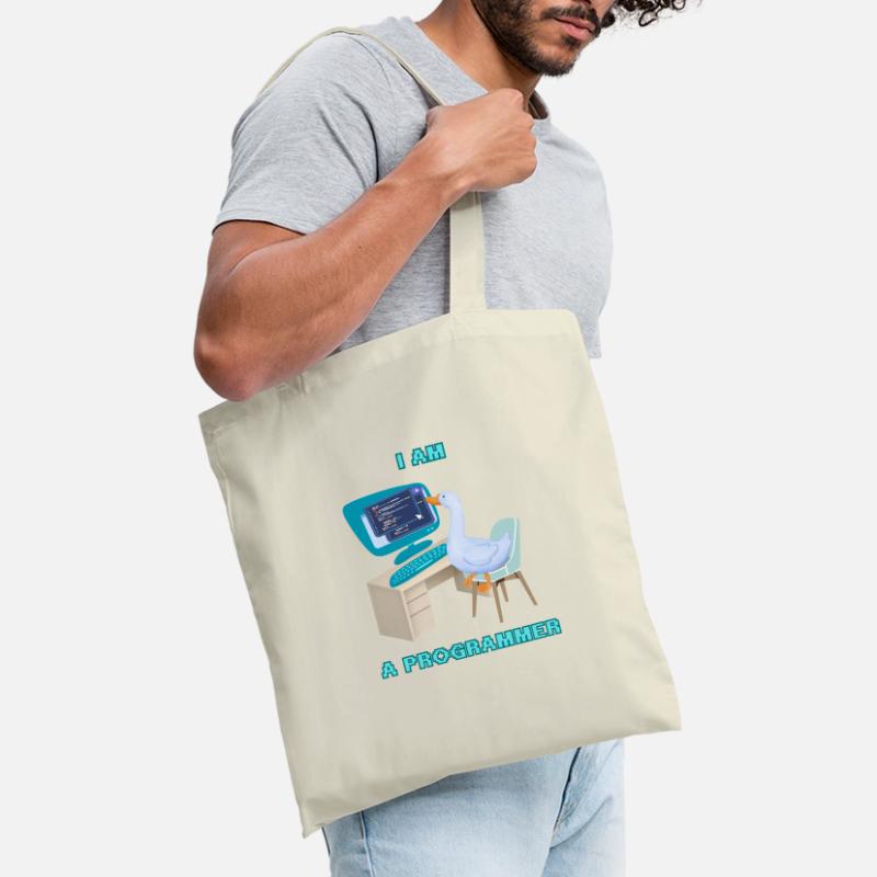 A Programmer Duck, a Fun Design for Programmers Tote Bag