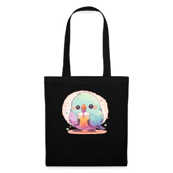 Inséparable kawaii boit Boba Bubble Tea Chibi - Sac en tissu - noir - Devant