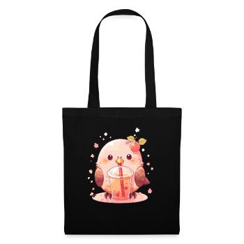 Inséparable kawaii boit Boba Bubble Tea Chibi - Sac en tissu - noir - Devant
