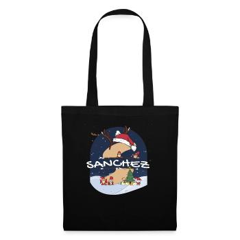 Toller Sanchez-Name mit Weihnachtsmütze im Weihnachtsthema - Stoffbeutel - Schwarz - Vorne