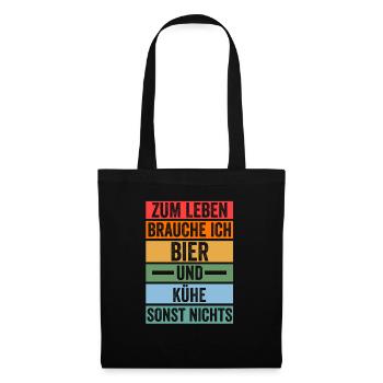Bier Kuh Bauernhof Kuhbauer Landwirt Rind Kühe - Stoffbeutel - Schwarz - Vorne
