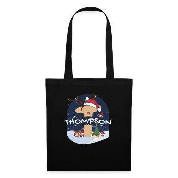Toller Thompson-Name mit Weihnachtsmütze im Weihnachtsthema - Stoffbeutel - Schwarz - Vorne