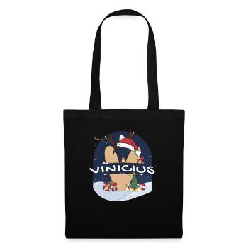 Nom génial de Vinicius w chapeau de père Noël dans le thème de Noël - Sac en tissu - noir - Devant