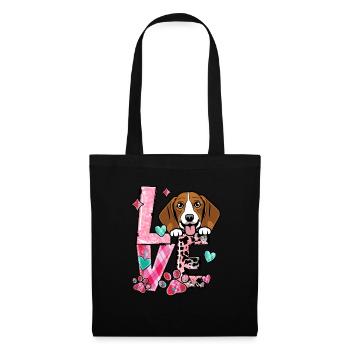 Beagle Hund Ich liebe meinen Hund Valentinstag - Stoffbeutel - Schwarz - Vorne