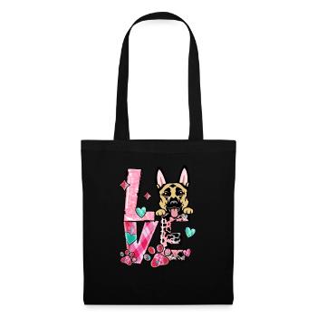 Collie bernois chien j’aime mon chien Saint-Valentin - Sac en tissu - noir - Devant