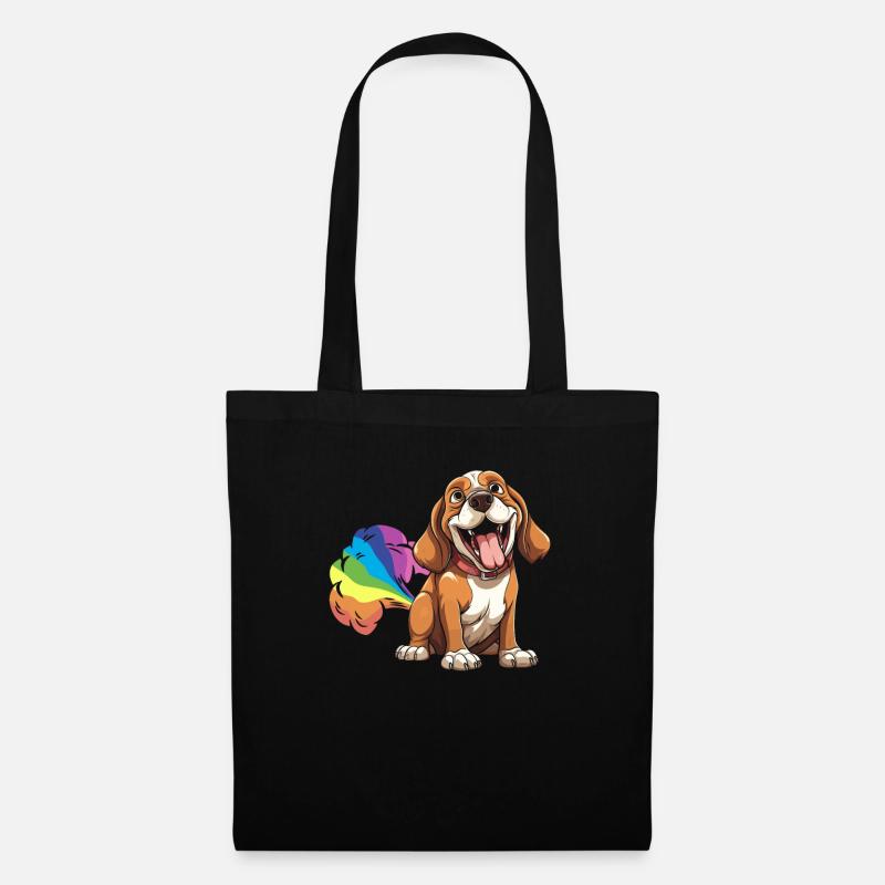 Beagle Lustig Regenbogenfurz - Stoffbeutel - Schwarz