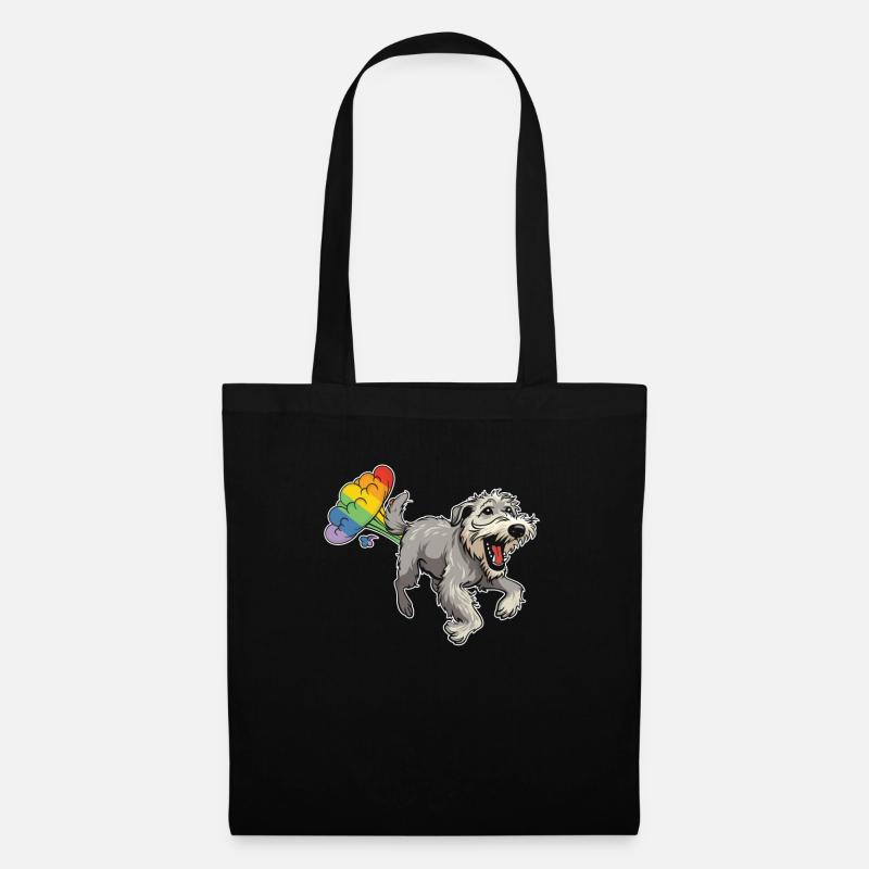 Irischer Wolfshund Regenbogen Regenbogenfurz - Stoffbeutel - Schwarz