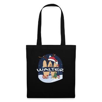 Impressionnant Walter nom w chapeau de père Noël dans le thème de Noël - Sac en tissu - noir - Devant