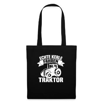Echte Kerle fahren Traktor - Stoffbeutel - Schwarz - Vorne