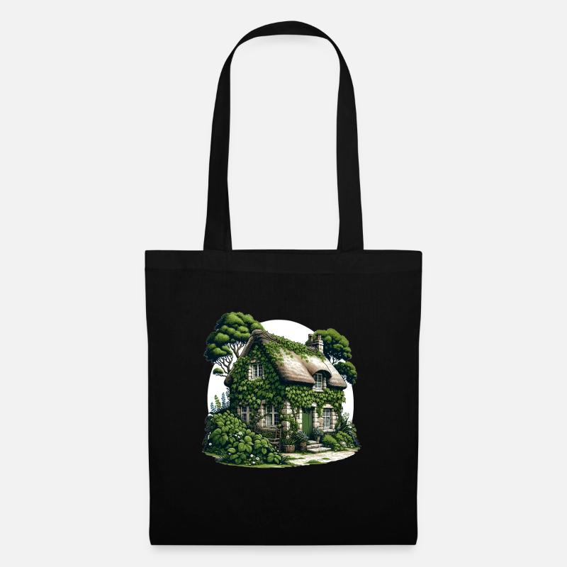 Rustic Stone Cabin - Tote Bag - black