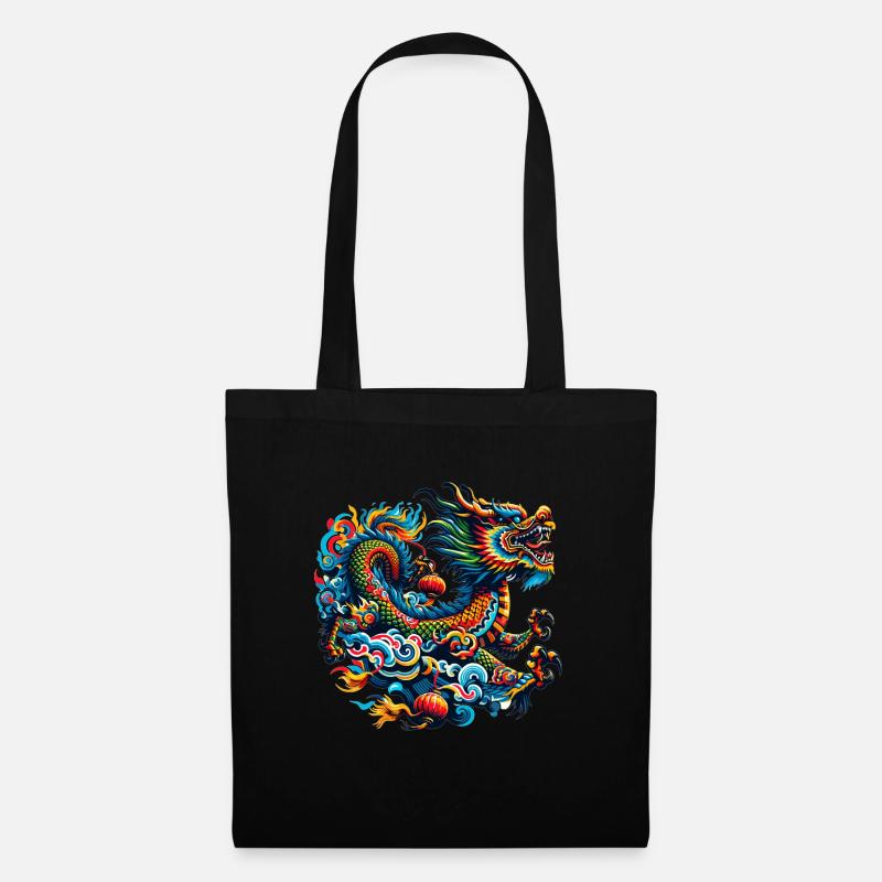 Traditioneller chinesischer Drache - Stoffbeutel - Schwarz
