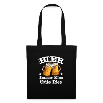 Bier Gute Idee Biertrinken Saufen Party Funshirt - Stoffbeutel - Schwarz - Vorne