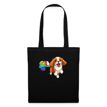 King Charles Cavalier Drôle Arc-en-ciel Pet - Sac en tissu - noir - Devant