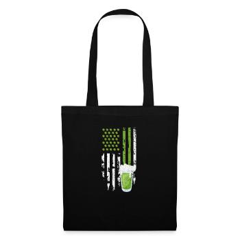Lucky Green Clover Bier Amerikanische Flagge Happy - Stoffbeutel - Schwarz - Vorne