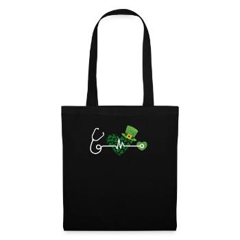 Infirmière St Patrick’s Day Stéthoscope Coeur - Sac en tissu - noir - Devant