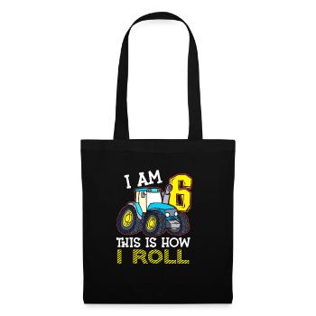 6e anniversaire drôle tracteur cadeau - Sac en tissu - noir - Devant