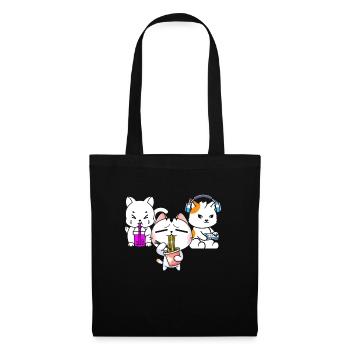 Chat Boba Thé Bubble Tea Gaming Gamer Ramen Anime - Sac en tissu - noir - Devant
