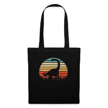 Vintage Brontosaurus Dinosaurus Sonnenuntergang Retro - Stoffbeutel - Schwarz - Vorne