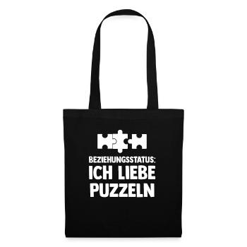 Puzzlefan Puzzler Beziehungsstatus Puzzleteile Puz - Stoffbeutel - Schwarz - Vorne