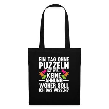 Puzzlefan Puzzler Puzzleteile Puzzle - Stoffbeutel - Schwarz - Vorne
