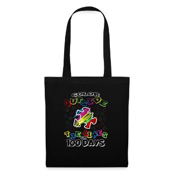 100. Tag Des Schulpuzzle Kostüm 100 Schultage - Stoffbeutel - Schwarz - Vorne
