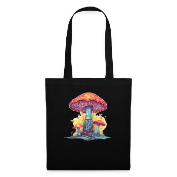 Mushroom | Fantasy Pilze Wald Natur Goa Festival - Stoffbeutel - Schwarz - Vorne