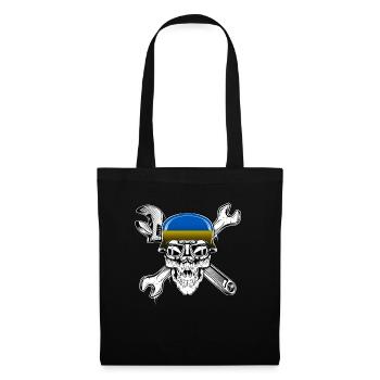 Ukrainian Biker Skull Motorcycle Flag - Tote Bag - black - Front