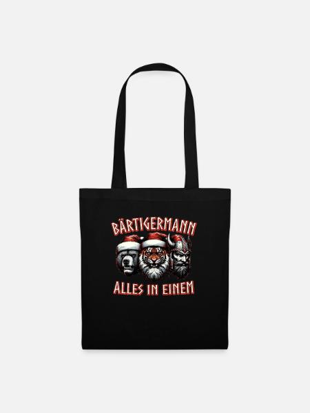 Bärtigermann alles in einem Wikinger Weihnachten - Stoffbeutel - Schwarz