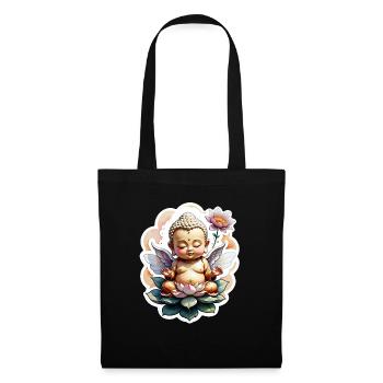 bébé Bouddha - meditation yoga relaxation - Sac en tissu - noir - Devant