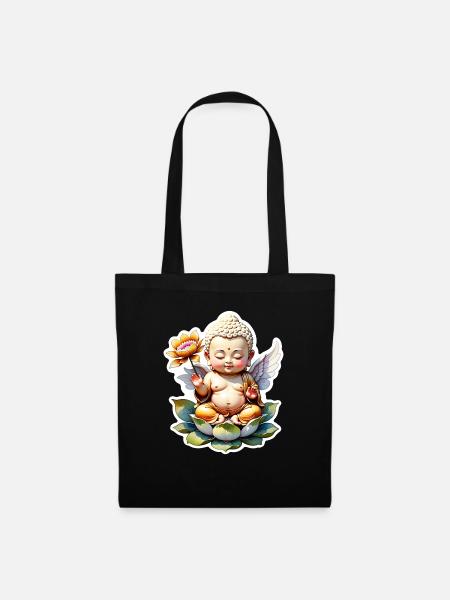 Baby Buddha - Meditation, Yoga, Entspannung - Stoffbeutel - Schwarz