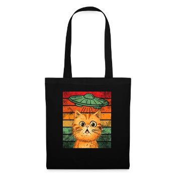 Funny Cats-Selfie UFOs Alien Spaceship Kitty - Tote Bag - black - Front