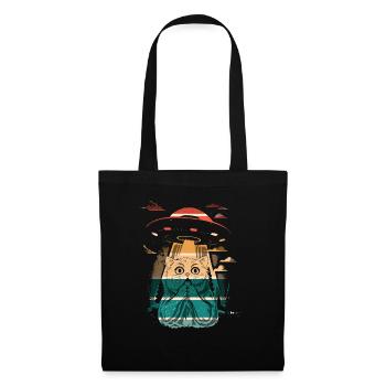 Funny Cats-Selfie UFOs Alien Spaceship Kitty - Tote Bag - black - Front