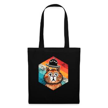 Funny Cats-Selfie UFOs Alien Spaceship Kitty - Tote Bag - black - Front