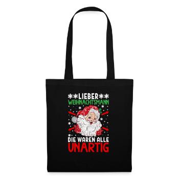 Lieber Weihnachtsmann Geschenk Weihnachtsfeier - Stoffbeutel - Schwarz - Vorne