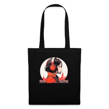 Vintage Japanisch Ästhetik Otaku Anime Girl - Stoffbeutel - Schwarz - Vorne