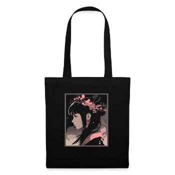 Vintage Japanisch Ästhetik Otaku Anime Girl - Stoffbeutel - Schwarz - Vorne