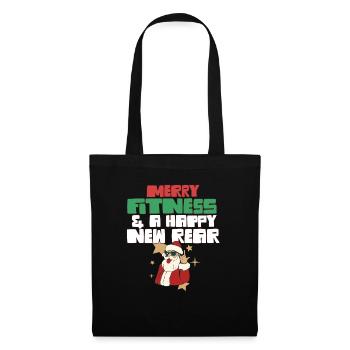 Merry Fitness And A Happy New Rear Christmas Gym - Stoffbeutel - Schwarz - Vorne