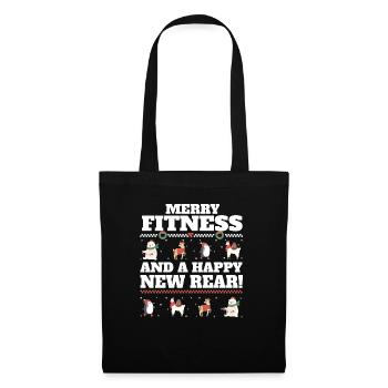 Merry Fitness And A Happy New Rear Christmas Gym - Stoffbeutel - Schwarz - Vorne