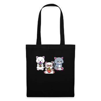 Chat Boba Thé Bubble Tea Gaming Gamer Ramen Anime - Sac en tissu - noir - Devant
