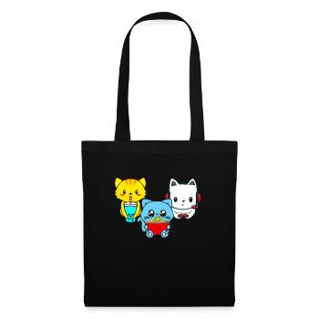 Chat Boba Thé Bubble Tea Gaming Gamer Ramen Anime - Sac en tissu - noir - Devant