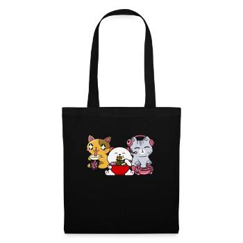 Chat Boba Thé Bubble Tea Gaming Gamer Ramen Anime - Sac en tissu - noir - Devant